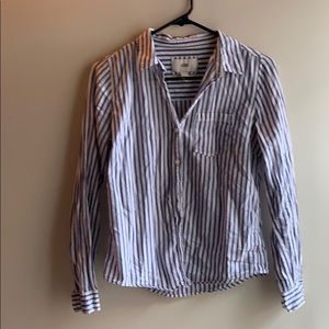 H&M blue and white striped button up size S